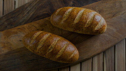 freshly baked loaf with poppy seeds