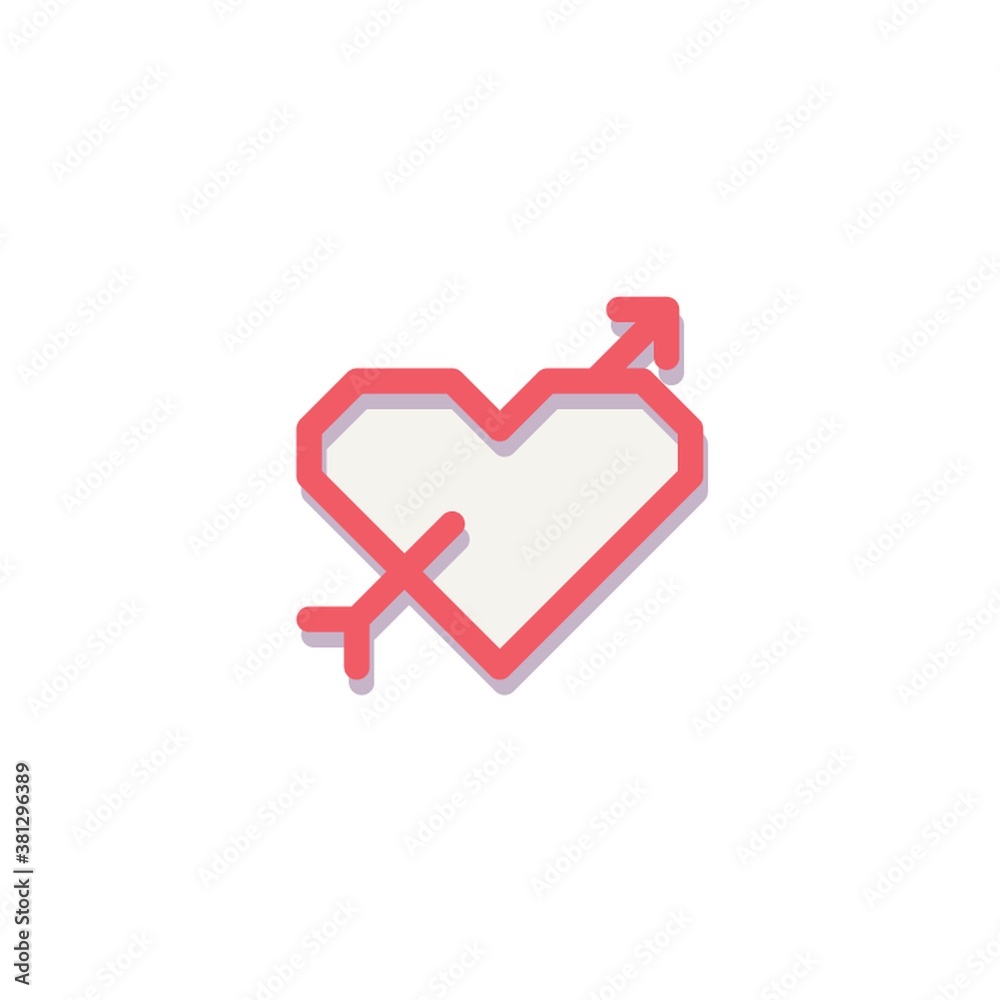 Sticker arrow in heart icon