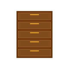 Brown icon for Chest, drawers and furniture.Flat design