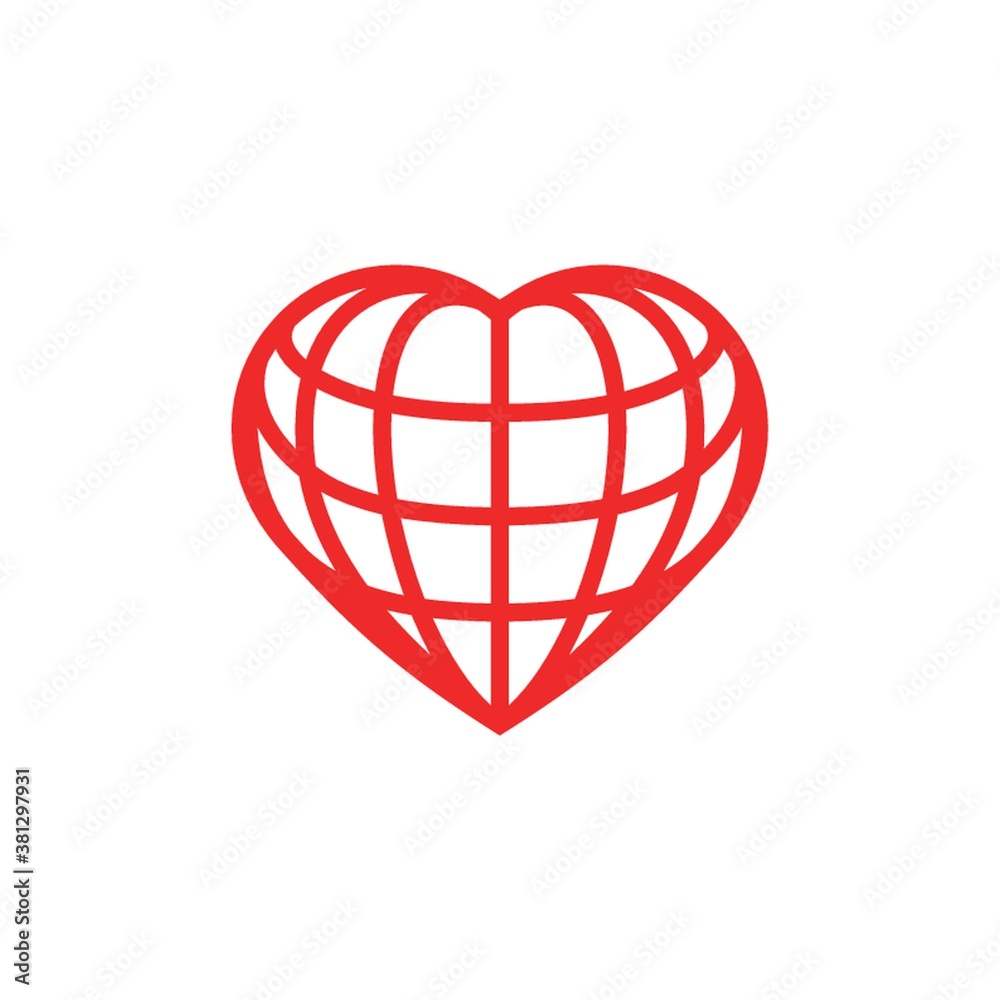 Canvas Prints Earth grid in heart shape