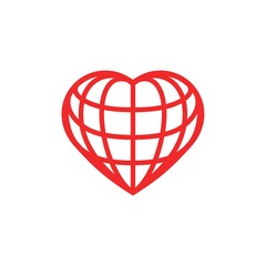 Earth grid in heart shape