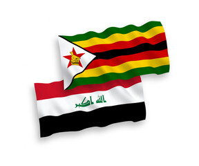 Flags of Zimbabwe and Iraq on a white background