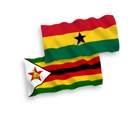 Flags of Zimbabwe and Ghana on a white background