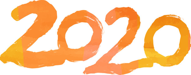 This is a illustration of Watercolor style New Years cards 2021 character with a brush