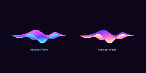 Abstract wave shape for voice recognition system, virtual assistant speech. Gradient audio wave, voice command control