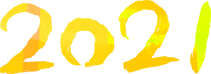 This is a illustration of Watercolor style New Years cards 2021 character with a brush
