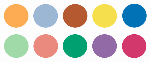 Set of 10 fashionable colors of fashion week for spring-summer 2021. Colors in circles, web banner.