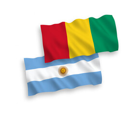 Flags of Guinea and Argentina on a white background