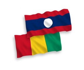 Flags of Guinea and Laos on a white background