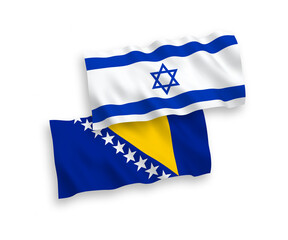 Flags of Bosnia and Herzegovina and Israel on a white background