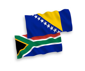 Flags of Bosnia and Herzegovina and Republic of South Africa on a white background