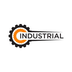 Industrial company logo design with gear icon