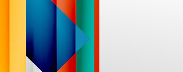Geometric abstract backgrounds with shadow lines, modern forms, rectangles, squares and fluid gradients. Bright colorful stripes cool backdrops
