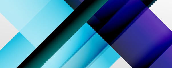 Geometric abstract backgrounds with shadow lines, modern forms, rectangles, squares and fluid gradients. Bright colorful stripes cool backdrops