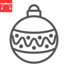 Christmas tree ball line icon, merry christmas and xmas, christmas bauble sign vector graphics, editable stroke linear icon, eps 10.