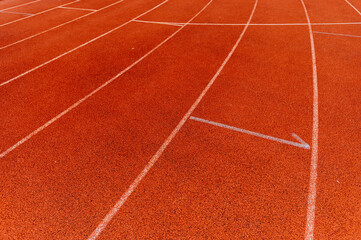 Fototapeta premium Red treadmill at the stadium.