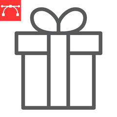 Gift line icon, merry christmas and package, present sign vector graphics, editable stroke linear icon, eps 10.