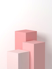 3D Scene - 3D Scene - Pink Pastel Step Ladder Pallet With white as background / 3D Render / 3D Render