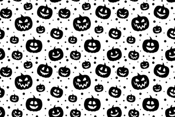 Concept of seamless pattern with Halloween pumpkins. Vector