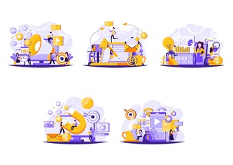 Naklejka premium tiny people illustration, with Internet Theme concept. Vector illustration