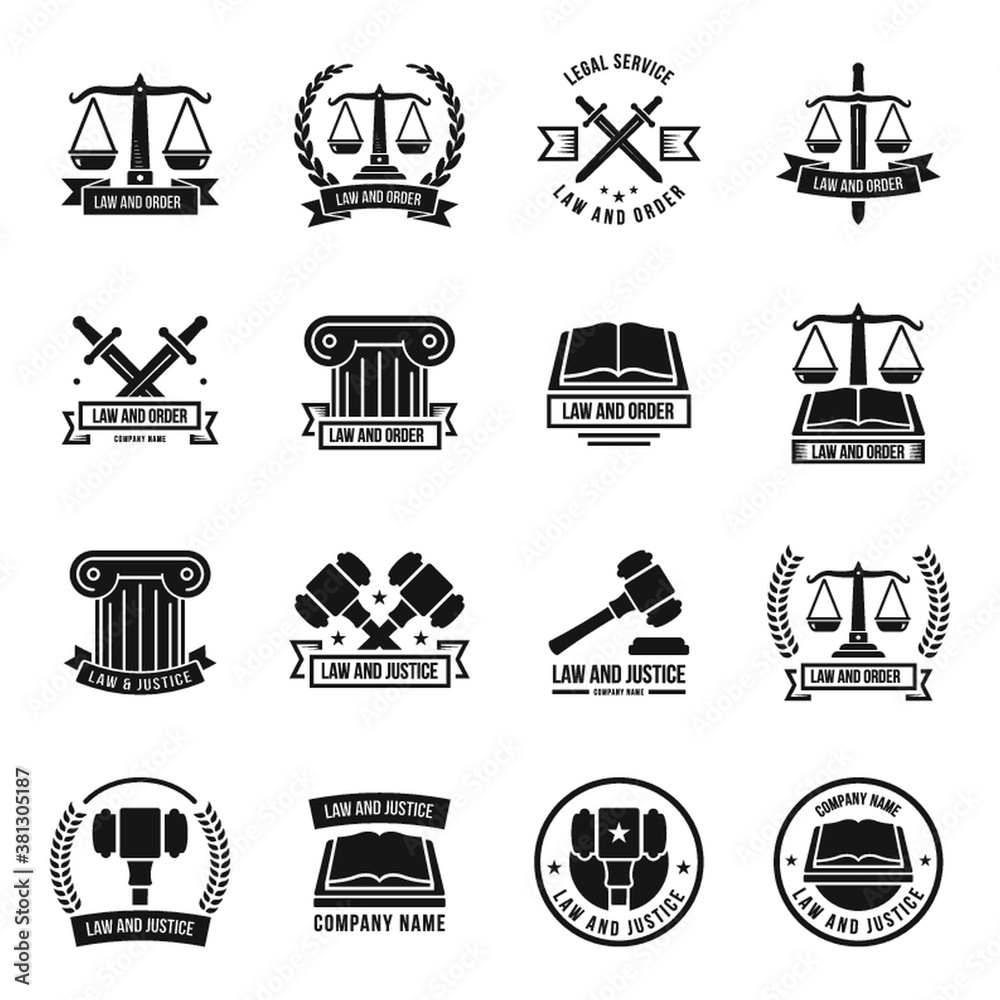 Poster set of law logo element icons