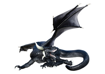 3D Rendering Fairy Tale Dragon on White