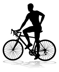 Fototapeta na wymiar A bicycle riding bike cyclist in silhouette