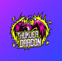 ドラゴン スポーツ・eスポーツ チームロゴ　Thunder  dragon esports sport mascot logo design