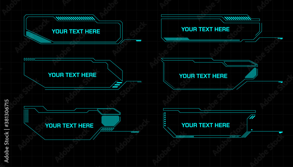 Poster HUD Futuristic Callouts Element Template For Infographic Content Vector. Green Sci fi Abstract Digital Information Set With Copy Space Illustration.