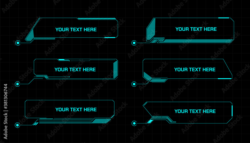Leinwandbilder HUD Futuristic Callouts Element Template For Infographic Content Vector. Green Sci fi Abstract Digital Information Set With Copy Space Illustration.