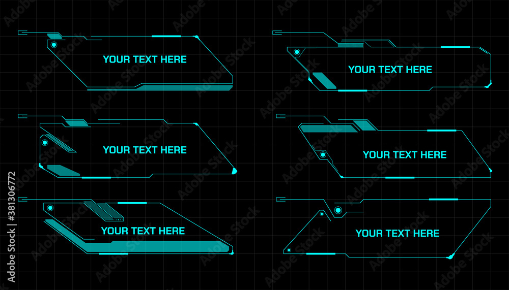 Leinwandbilder call outs digital futuristic element game infographic title vector set. hud ui technology presentati