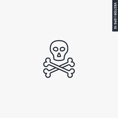 Skull and bones, linear style sign for mobile concept and web design