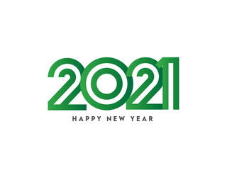 Green 2021 Number on White Background for Happy New Year Celebration.