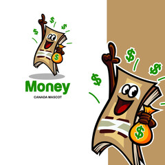 Canadian Dollar Money Mascot Logo Vector