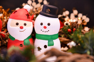 キラキラサンタ雪だるま