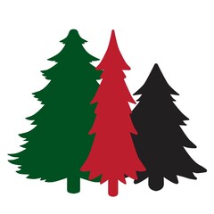 Print Hand-drawing silhouette christmas tree. Vector pine tree. Element for design.