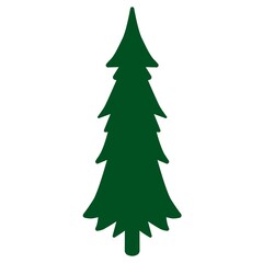 Print Hand-drawing silhouette christmas tree. Vector pine tree. Element for design.