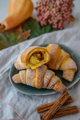 Sweet home made pumpkin crescent rolls 