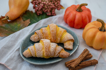 Sweet home made pumpkin crescent rolls 
