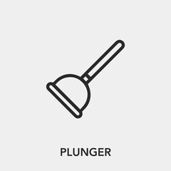 plunger icon vector. Linear style sign for mobile concept and web design. plunger symbol illustration. Pixel vector graphics - Vector.	