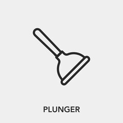 plunger icon vector. Linear style sign for mobile concept and web design. plunger symbol illustration. Pixel vector graphics - Vector.	