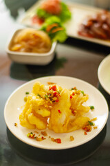 deep fried squid  in dim sum restaurant