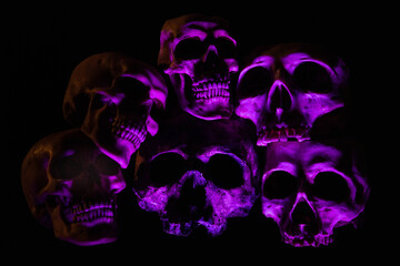 Purple Skull Pile - Halloween - background - seance dark and evil