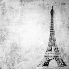 Fotobehang Eiffel tower on grunge background © nata777_7