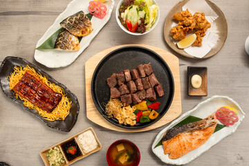 assorted of various  japanese set menu