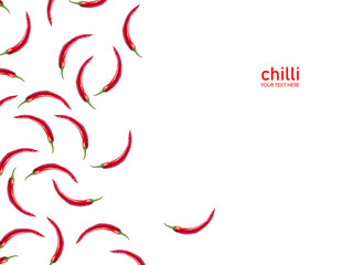 Creative layout made of chilli on the white background.