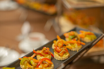 cracker Canapes on slate plater