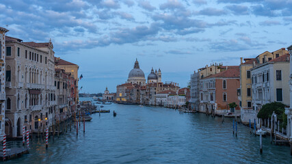 Fototapeta na wymiar Santa Maria della Salute with view of Venice skyline in Italy