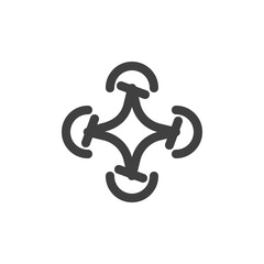 Drone quadcopter line icon. linear style sign for mobile concept and web design. Drone outline vector icon. Symbol, logo illustration. Vector graphics