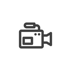 Video camera line icon. linear style sign for mobile concept and web design. Movie camera, camcorder outline vector icon. Symbol, logo illustration. Vector graphics